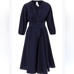 MaxMara Navy Blue Elegant Rain Coat/Dress Size 6 A-Line Midi Classy 3/4 Sleeve